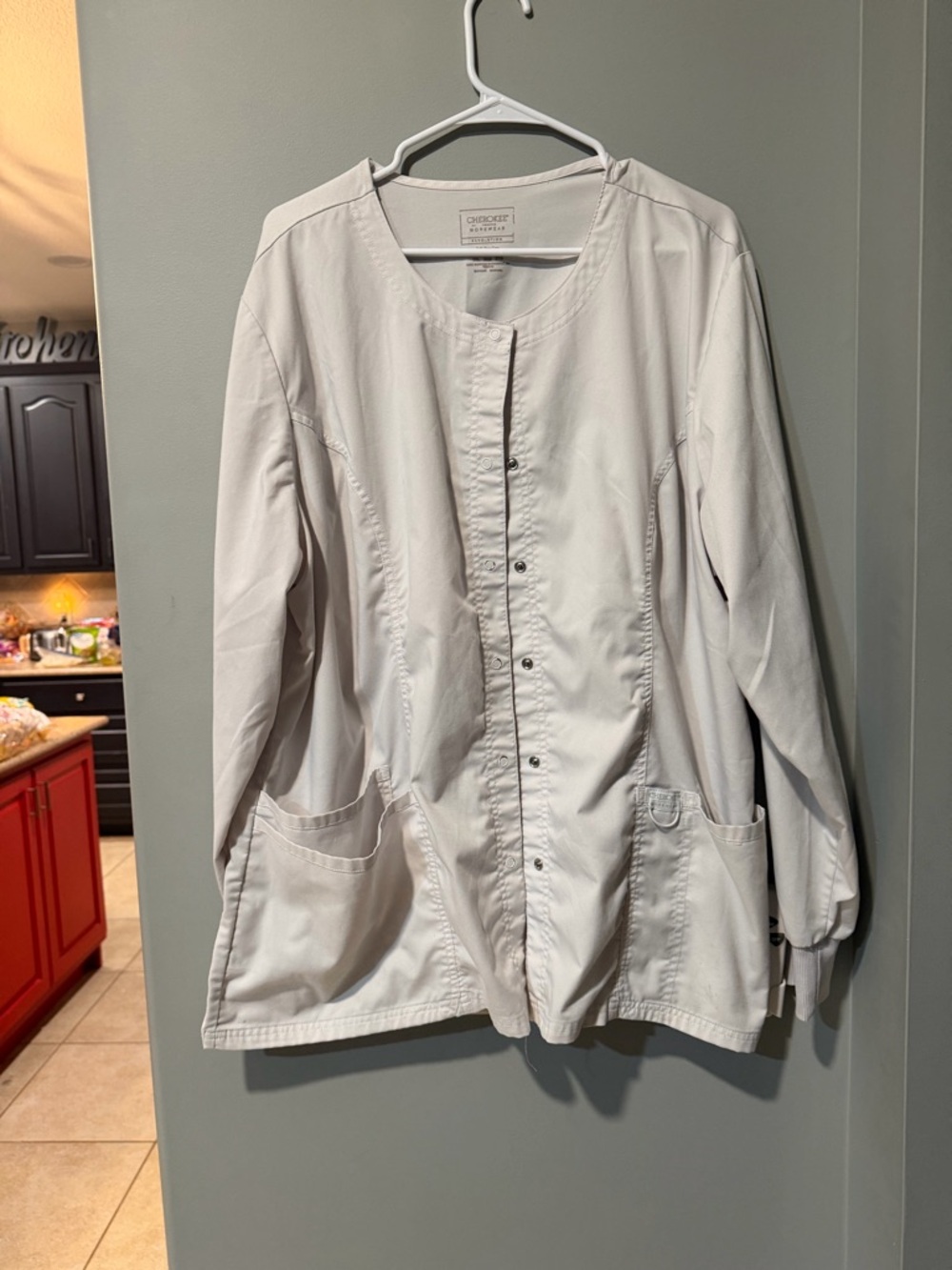 Cherokee Women's White Snap-Front Scrub Jacket